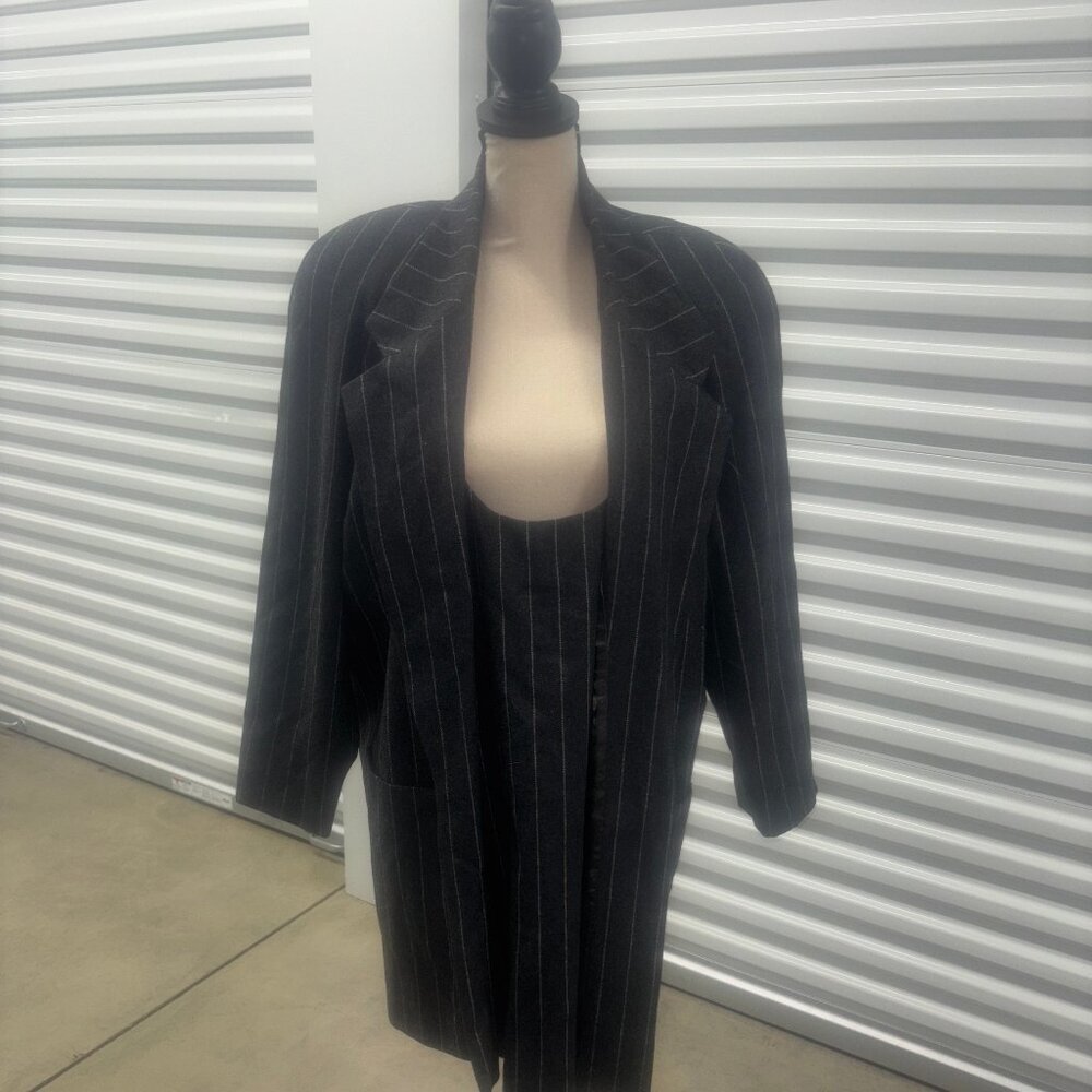 Andrea Jovine Pinstripe Wool Blend Skirt Suit – Size 8/10